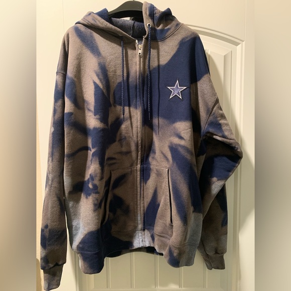 Hanes Eco-Smart Other - CUSTOM Dallas Cowboys Hanes Men’s Full Zip EcoSmart Hoodie Navy Bleached | Large